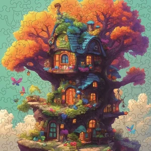 Colorful Tree House Wooden Jigsaw Puzzle