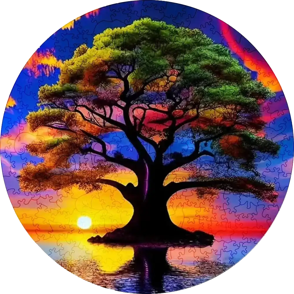 Colorful View Of Tree Wooden Jigsaw Puzzle