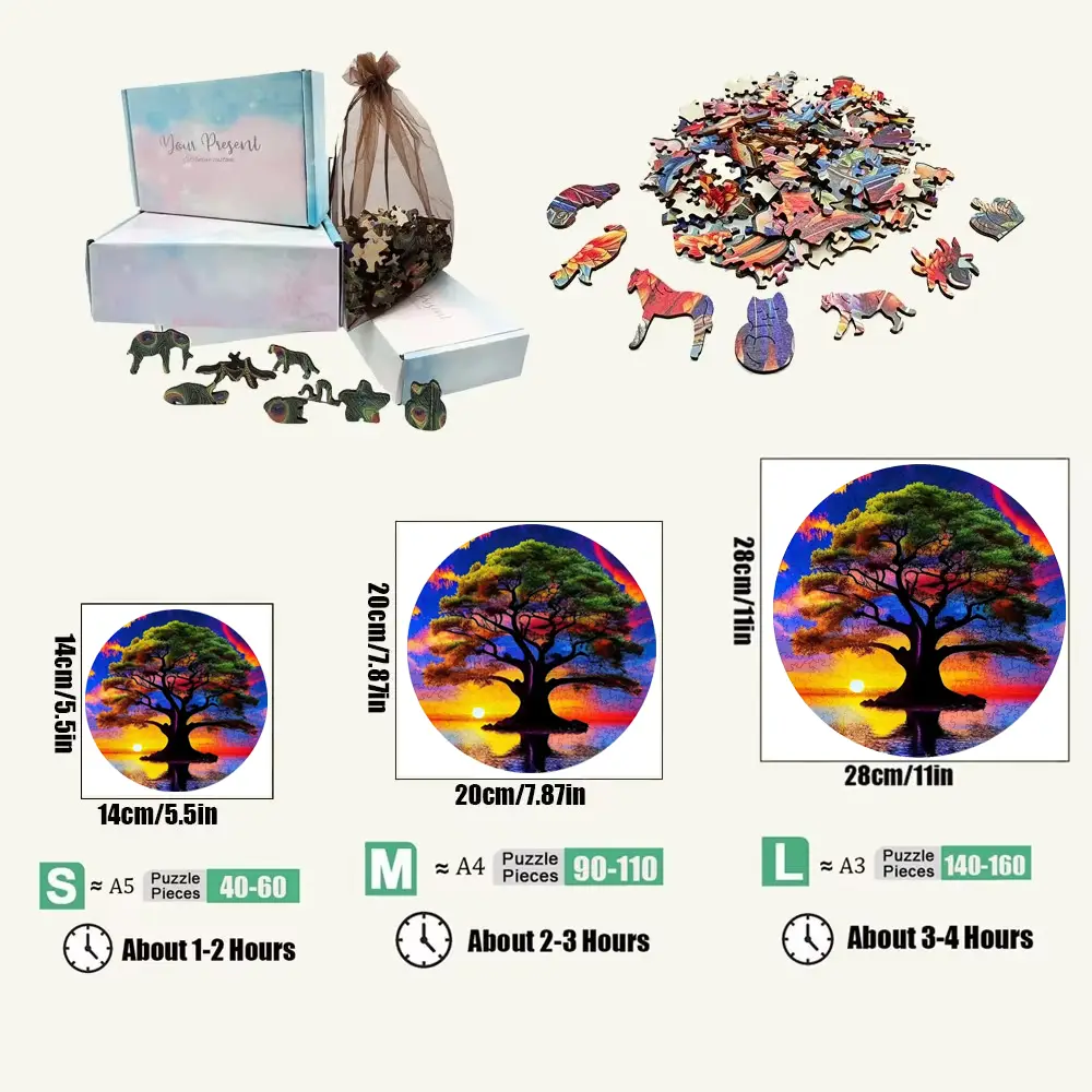 Colorful View Of Tree Wooden Jigsaw Puzzle - Image 2