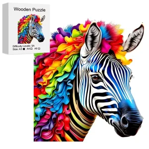 Colorful Zebra Wooden Jigsaw Puzzle