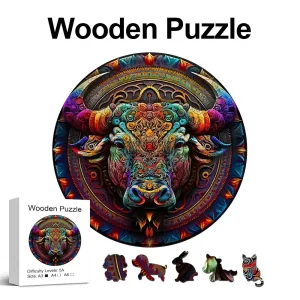 Coloured Cow Wooden Jigsaw Puzzle