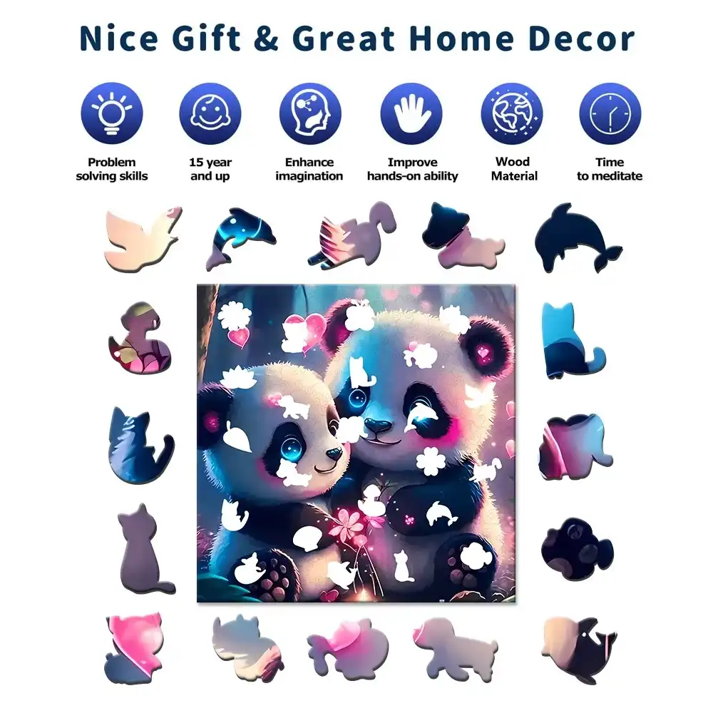 Cute Panda Wooden Jigsaw Puzzle - Image 6