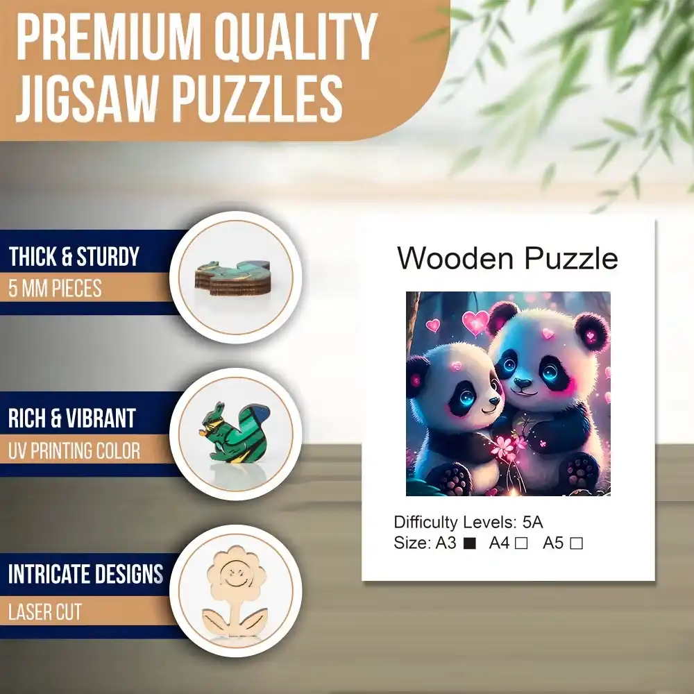 Cute Panda Wooden Jigsaw Puzzle - Image 2