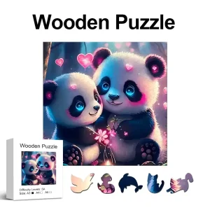 Cute Panda Wooden Jigsaw Puzzle