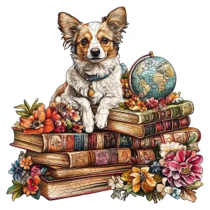 Dog And Books Wooden Jigsaw puzzle
