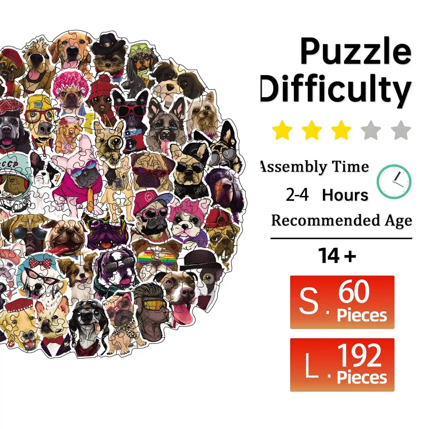 Dogs Dogs Dogs Wooden Jigsaw Puzzle - Image 2
