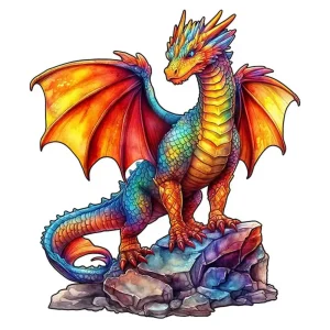 Dragon On The Rock Wooden Jigsaw Puzzle