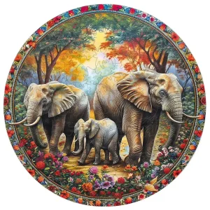 Elephant Family Wooden Jigsaw Puzzle