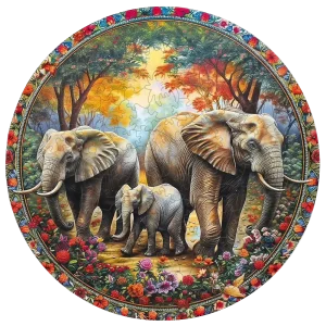 Elephant Family Wooden Jigsaw Puzzle