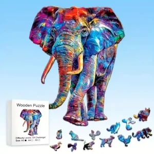 Elephant Shaped Wooden Jigsaw Puzzle