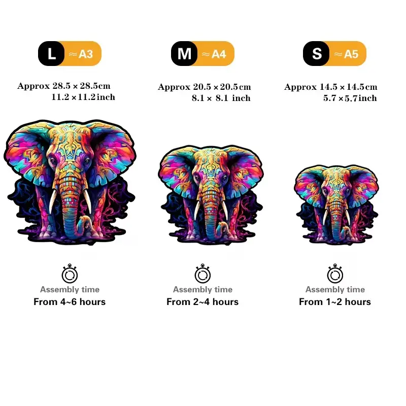 Colorful Elephant Wooden Jigsaw Puzzle - Image 6