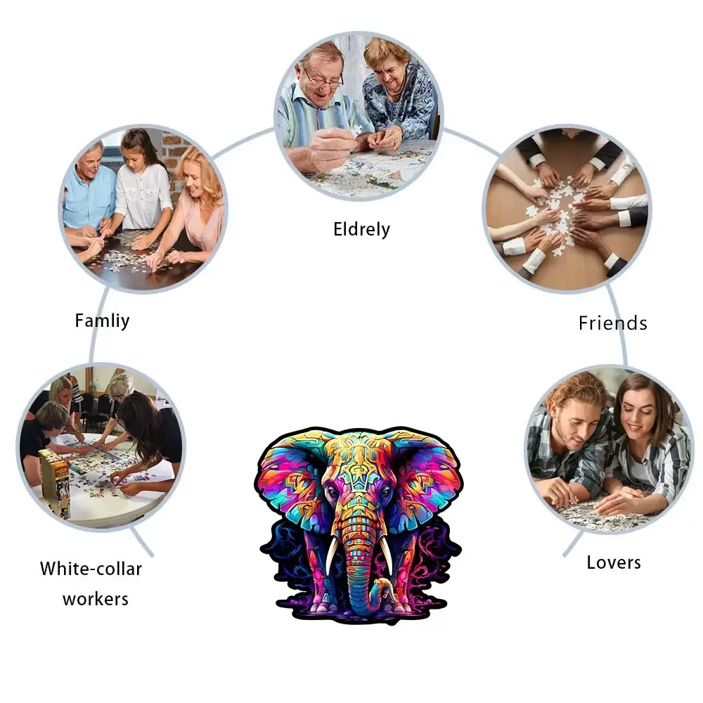 Colorful Elephant Wooden Jigsaw Puzzle - Image 5