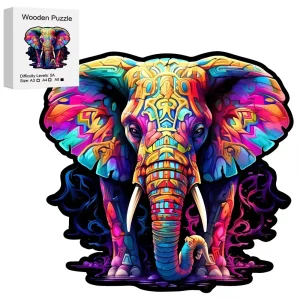 Colorful Elephant Wooden Jigsaw Puzzle