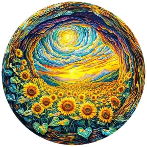 Field Of Sunflowers Wooden Jigsaw Puzzle