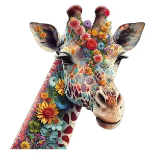 Flower Giraffe Wooden Jigsaw Puzzle