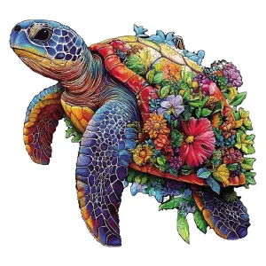 Flower Sea Turtle Wooden Jigsaw Puzzle