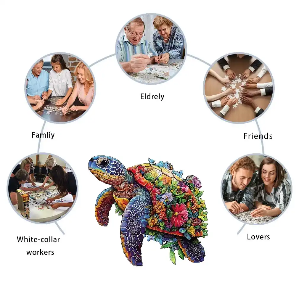 Flower Sea Turtle Wooden Jigsaw Puzzle - Image 4