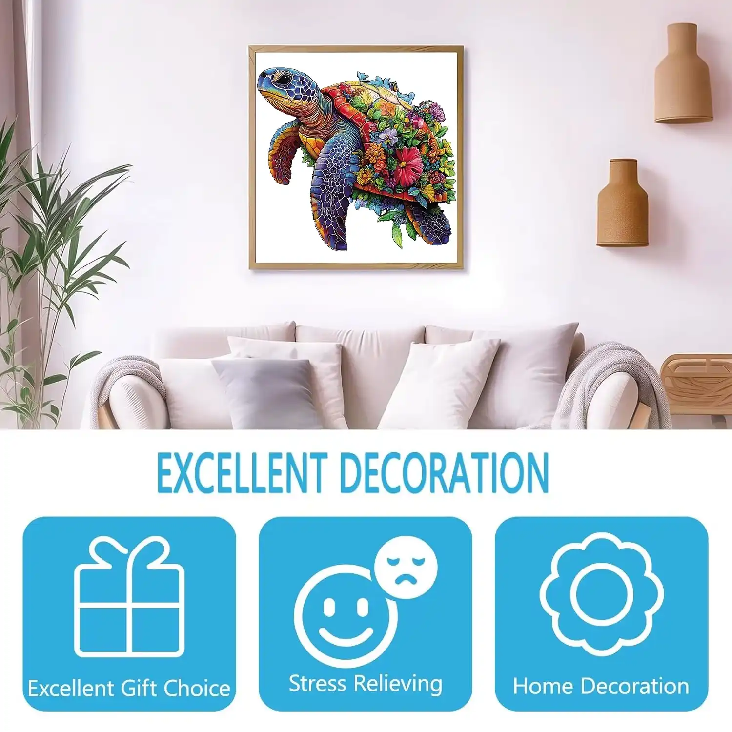 Flower Sea Turtle Wooden Jigsaw Puzzle - Image 3