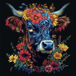 Flowered Cow Wooden Jigsaw Puzzle