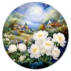 Flowers And Rural Landscape Wooden Jigsaw Puzzle