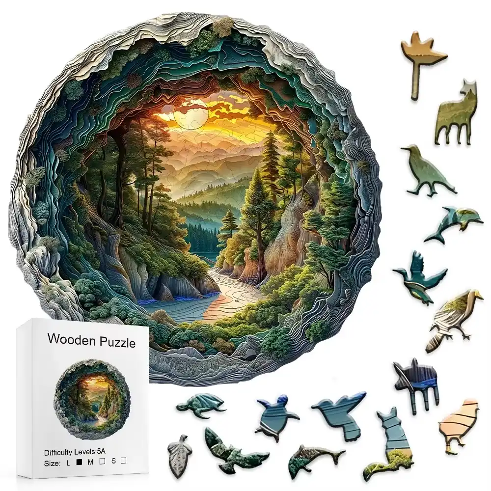Forest Cave Wooden Jigsaw Puzzle - Image 2