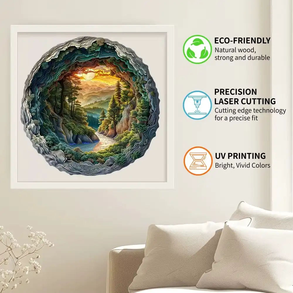 Forest Cave Wooden Jigsaw Puzzle - Image 3
