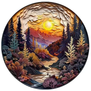Forest Mountain View Wooden Jigsaw Puzzle