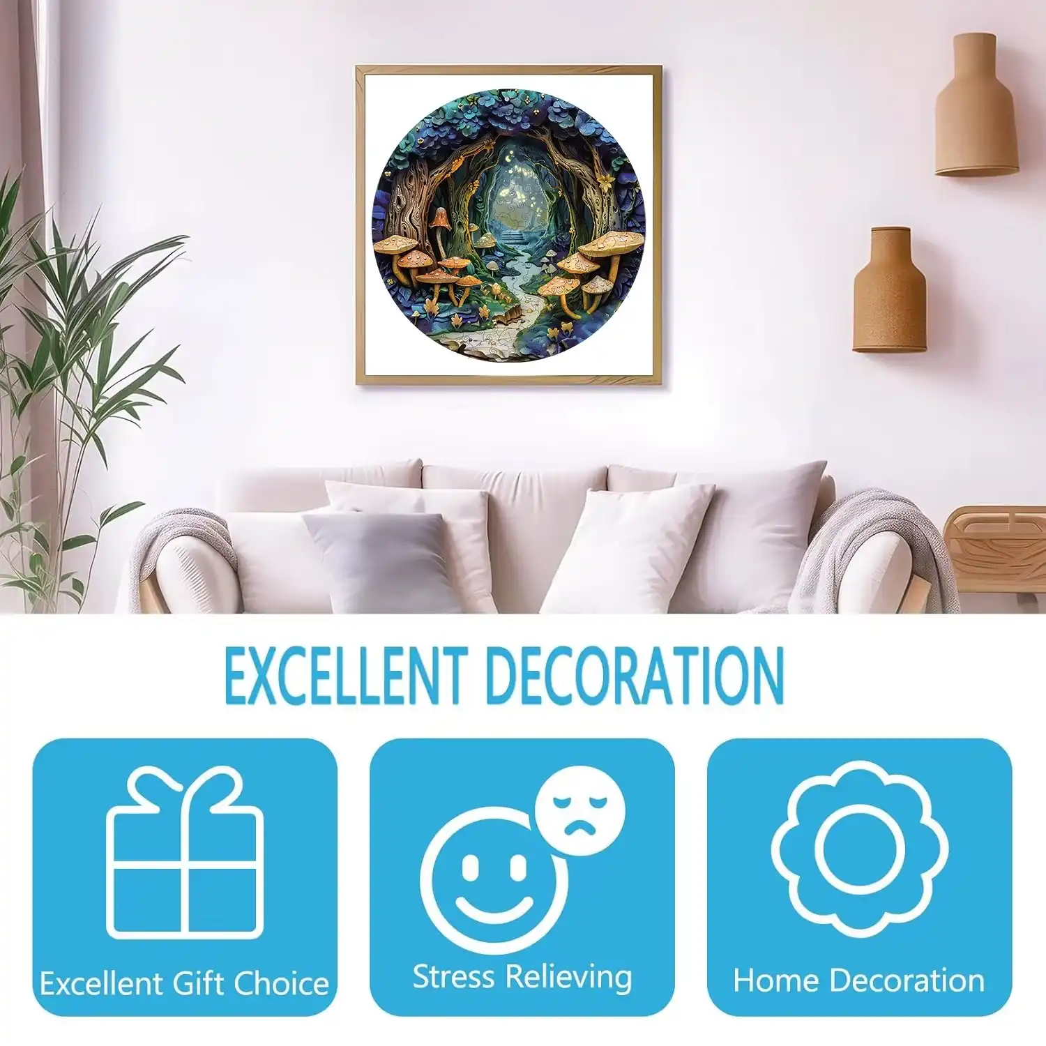 Forest Mushroom Path Wooden Jigsaw Puzzle - Image 5