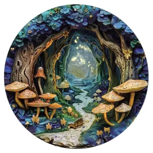Forest Mushroom Path Wooden Jigsaw Puzzle