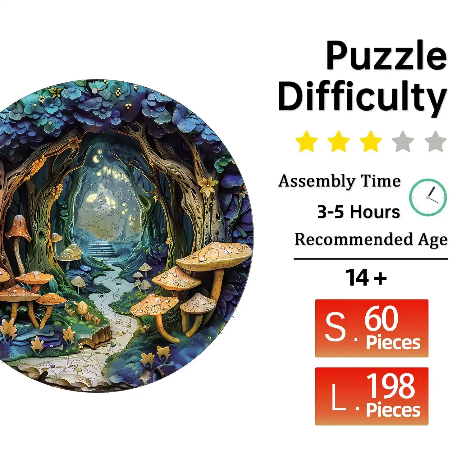 Forest Mushroom Path Wooden Jigsaw Puzzle - Image 2