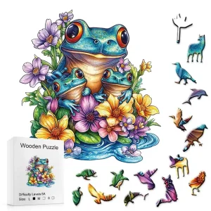 Frogs And Flowers Wooden Jigsaw Puzzle