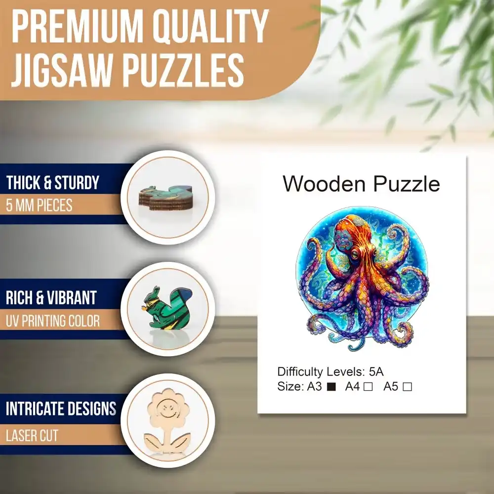 Giant Octopus Wooden Jigsaw Puzzle - Image 5