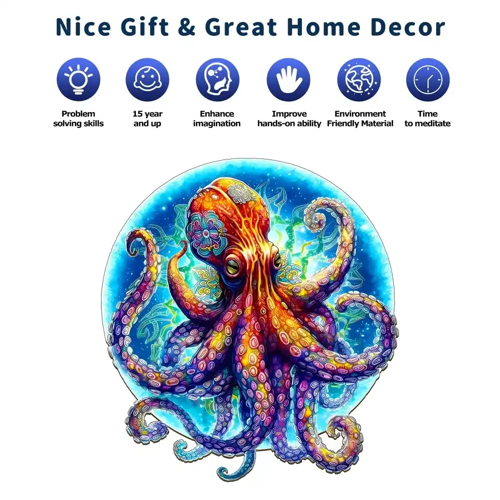 Giant Octopus Wooden Jigsaw Puzzle - Image 2