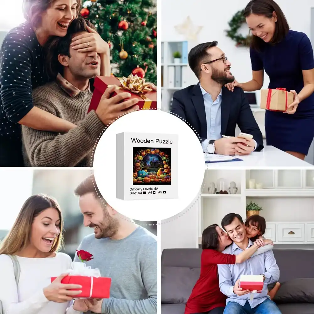 Halloween Pumpkin Wooden Jigsaw Puzzle - Image 6