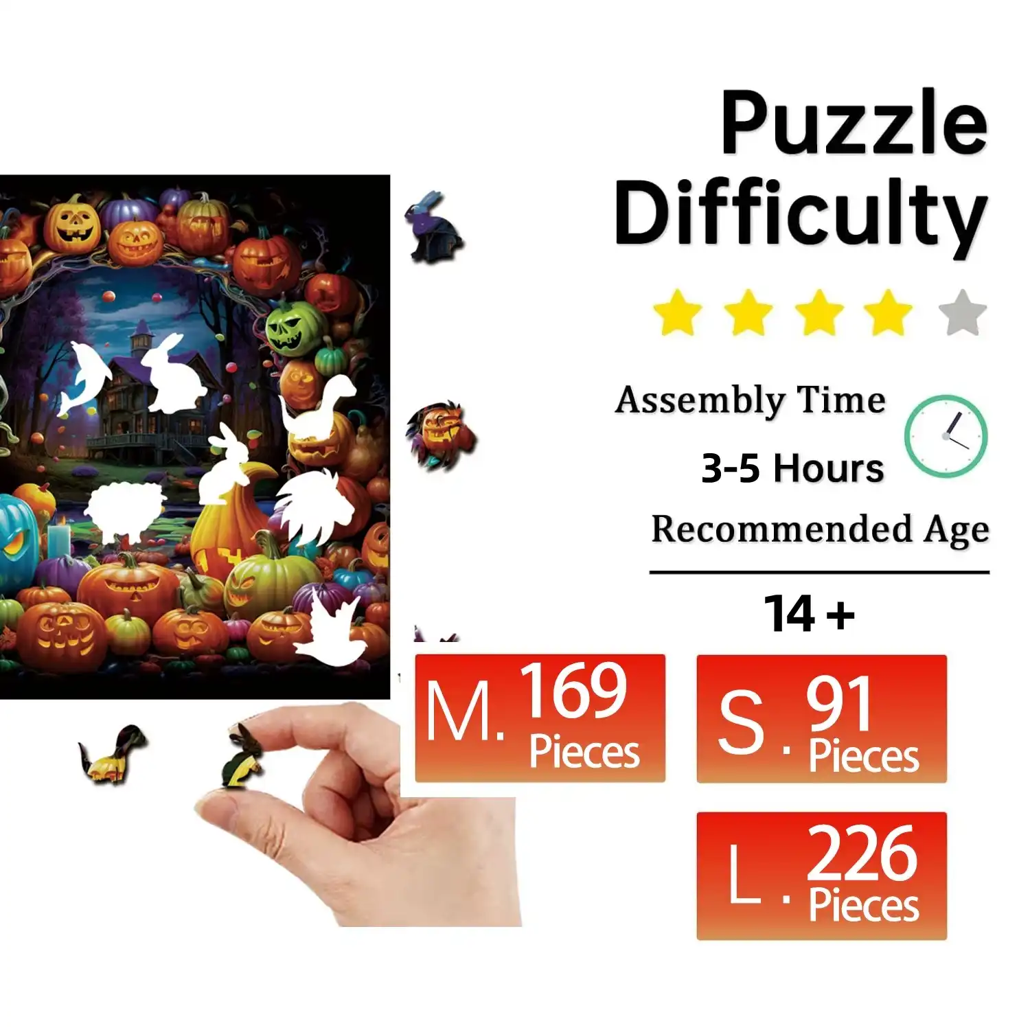 Halloween Pumpkin Wooden Jigsaw Puzzle - Image 2