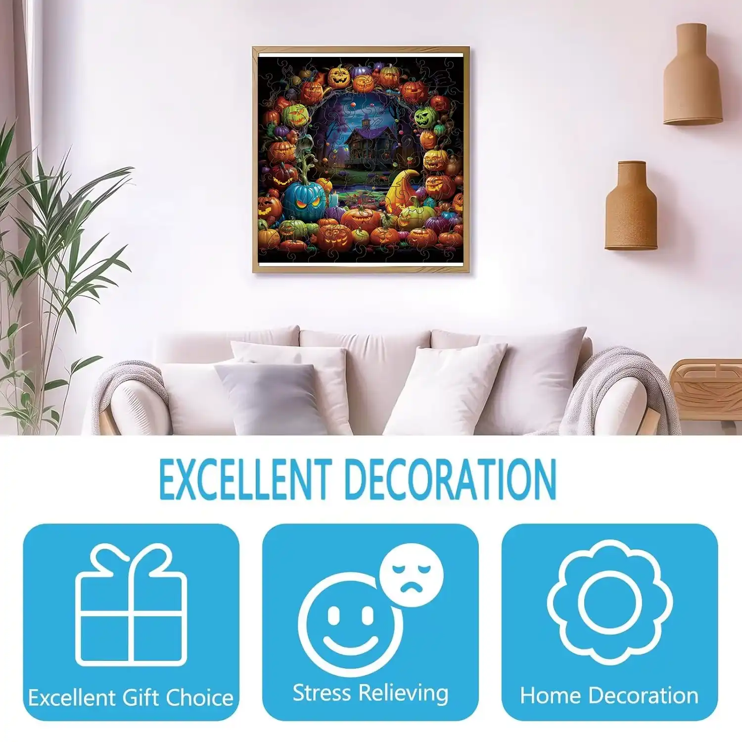 Halloween Pumpkin Wooden Jigsaw Puzzle - Image 4