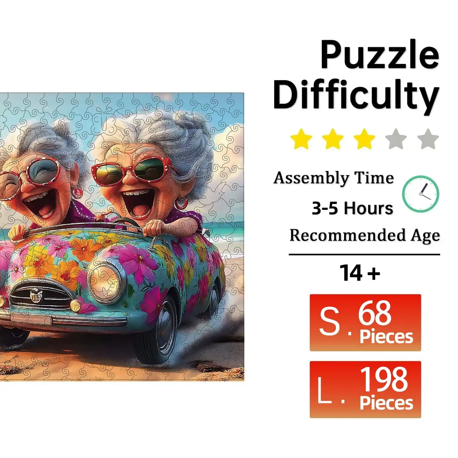 Happy Old Lady Wooden Jigsaw Puzzle - Image 2
