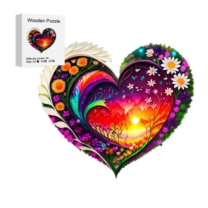 Heart-Shaped Flowers Wooden Jigsaw Puzzle