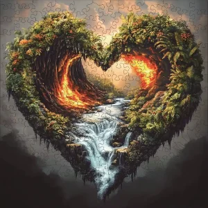 Heart-Shaped Stream Wooden Jigsaw Puzzle