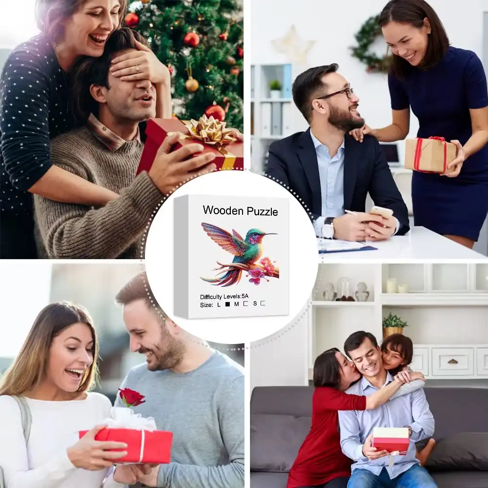 Hummingbird On Branch Wooden Jigsaw Puzzle - Image 6