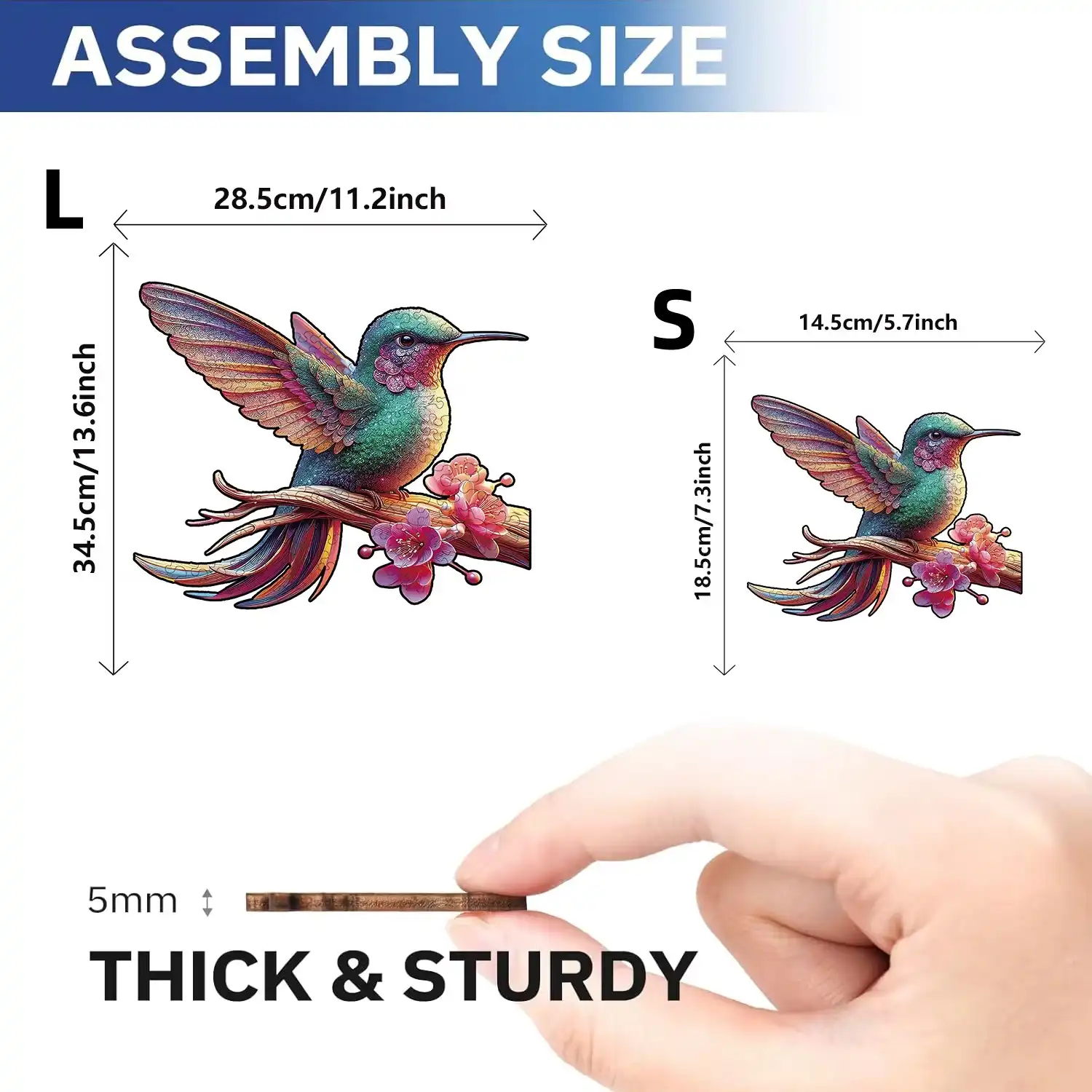 Hummingbird On Branch Wooden Jigsaw Puzzle - Image 5