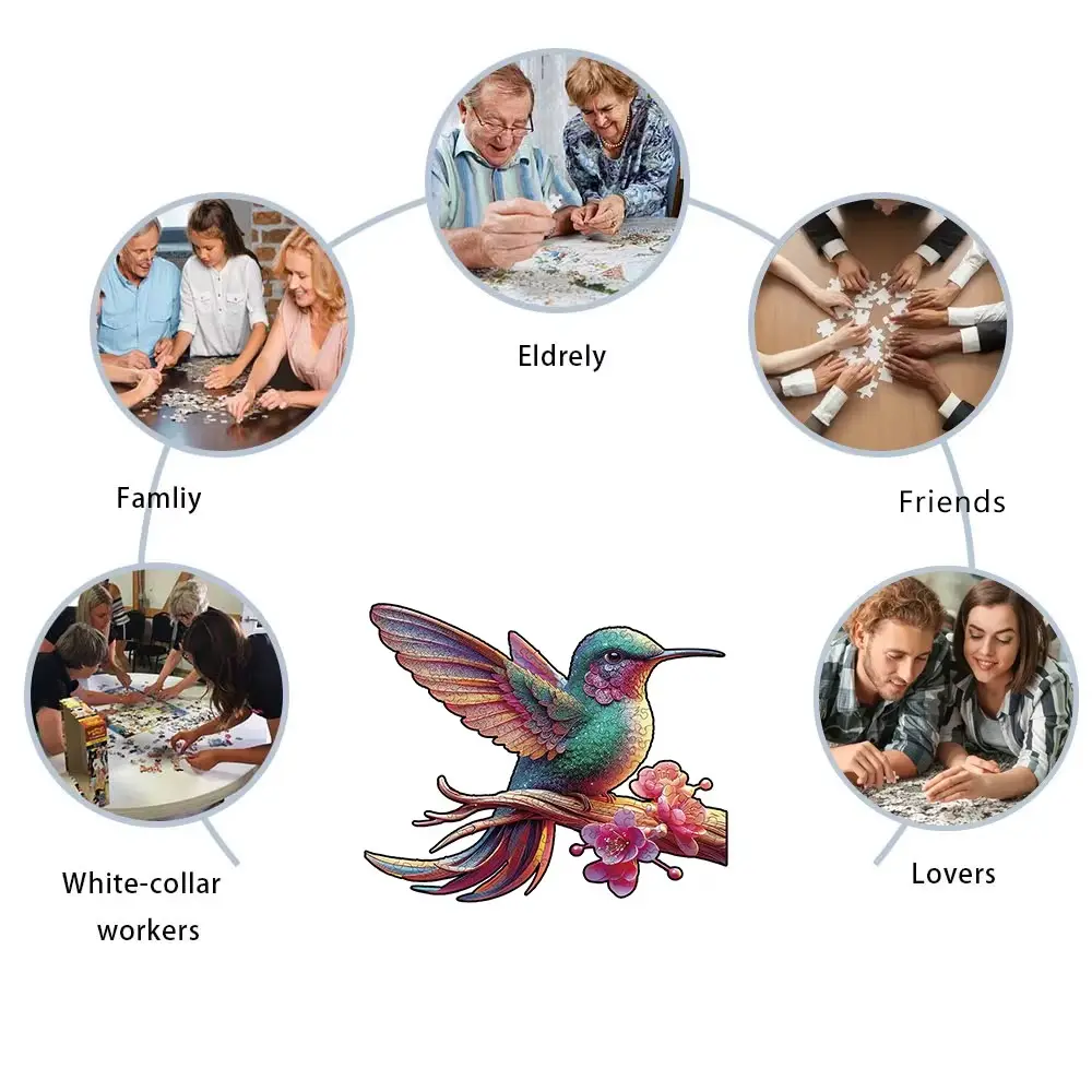 Hummingbird On Branch Wooden Jigsaw Puzzle - Image 3