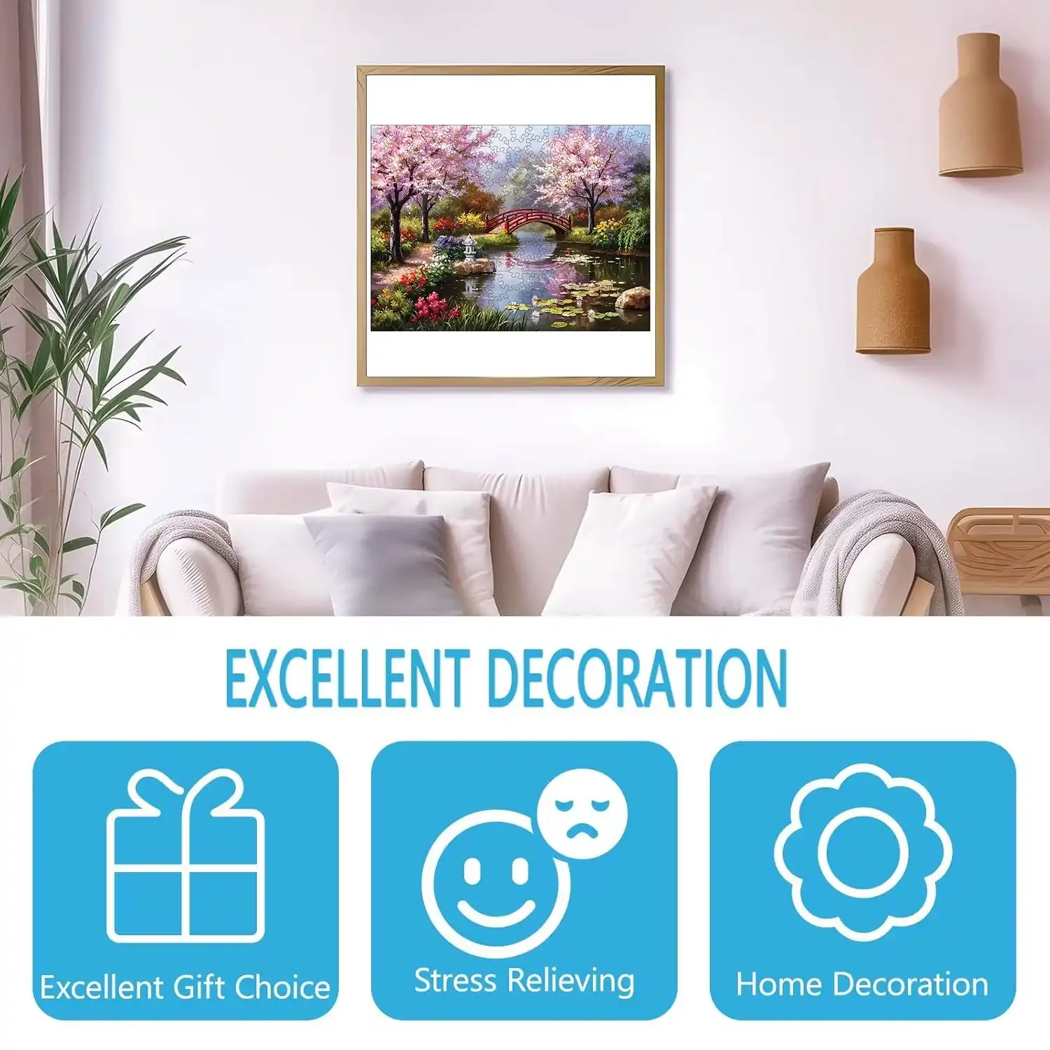 Landscape Of Cherry Trees Wooden Jigsaw Puzzle - Image 6