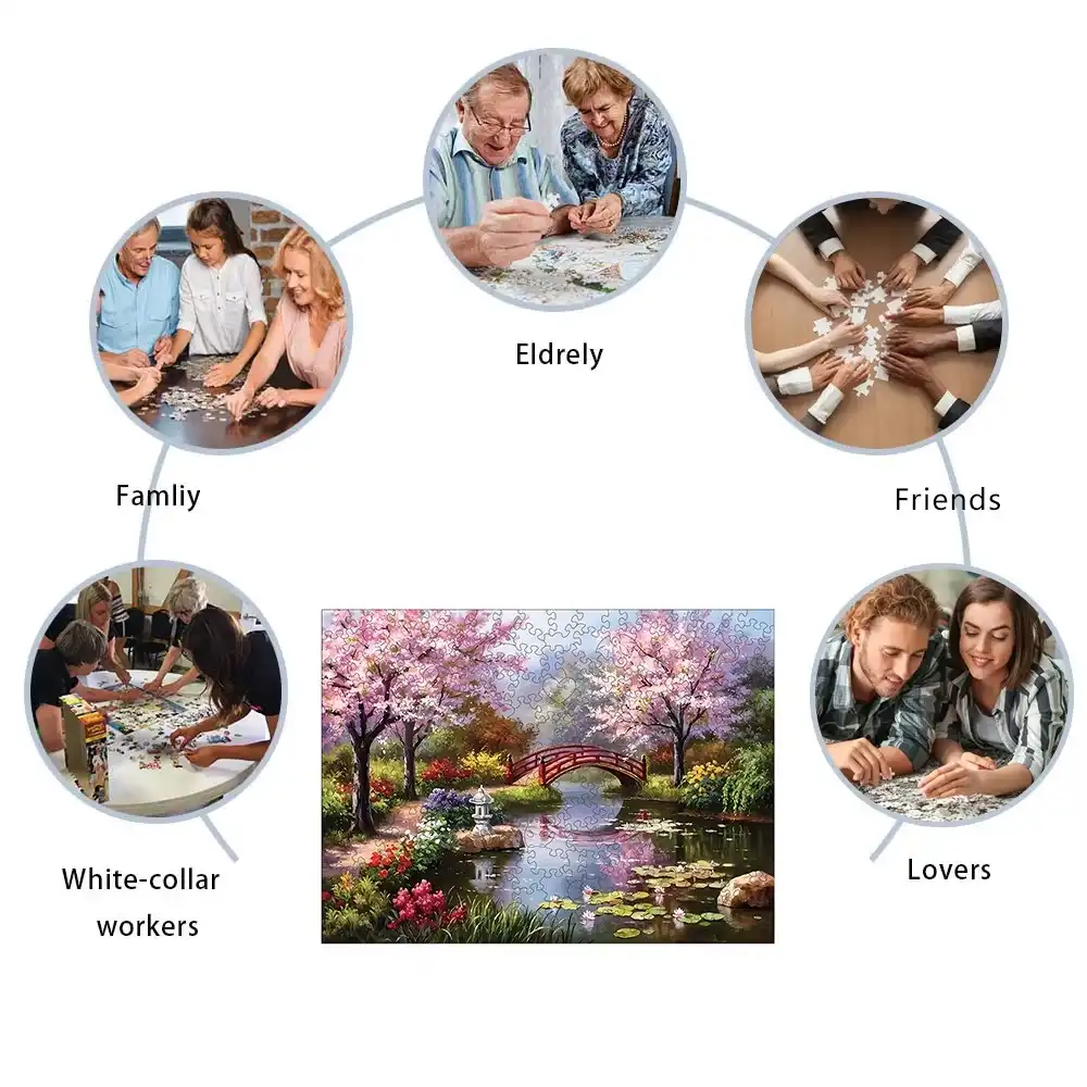 Landscape Of Cherry Trees Wooden Jigsaw Puzzle - Image 4