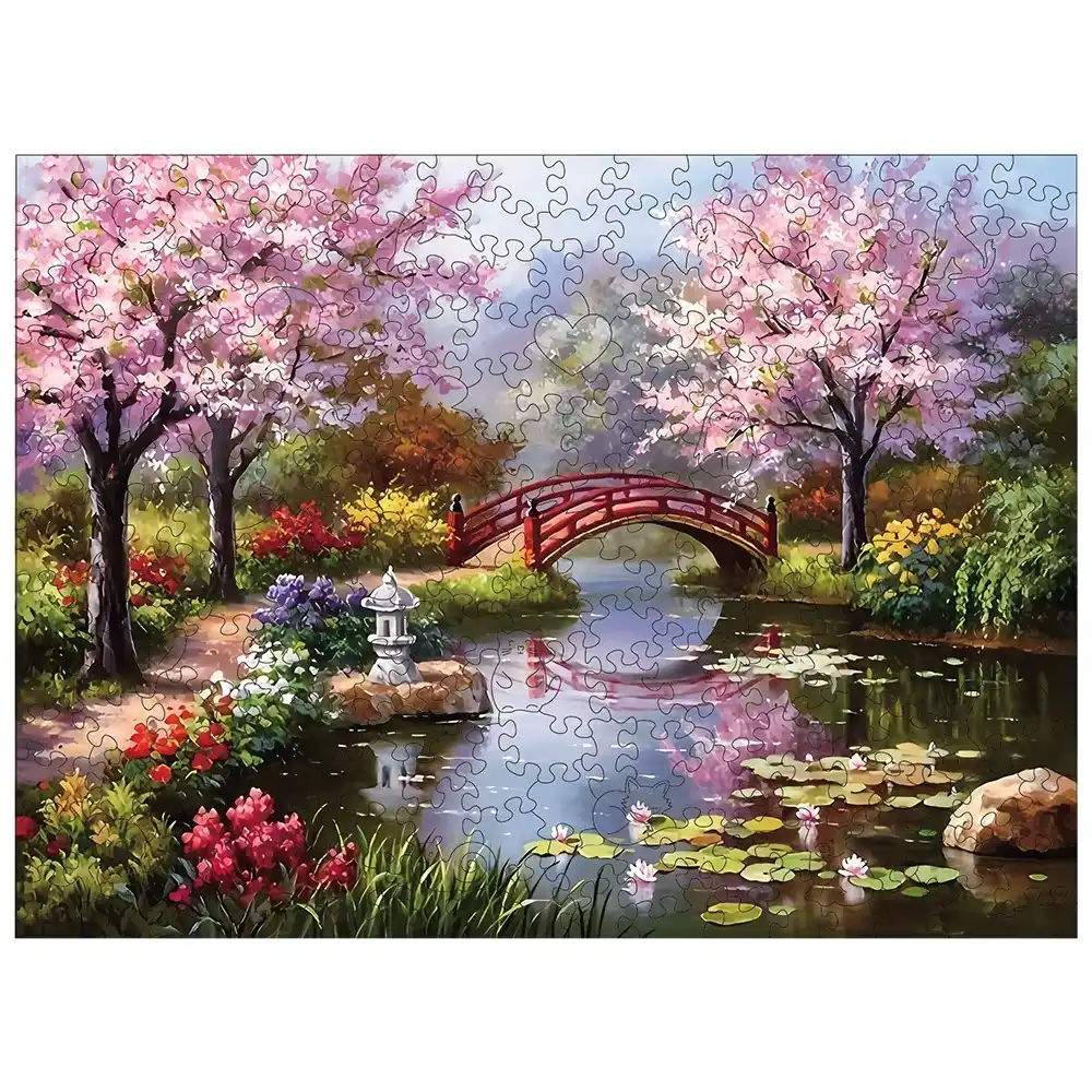 Landscape Of Cherry Trees Wooden Jigsaw Puzzle