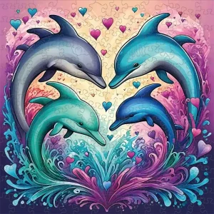 Love And Dolphins Wooden Jigsaw puzzle