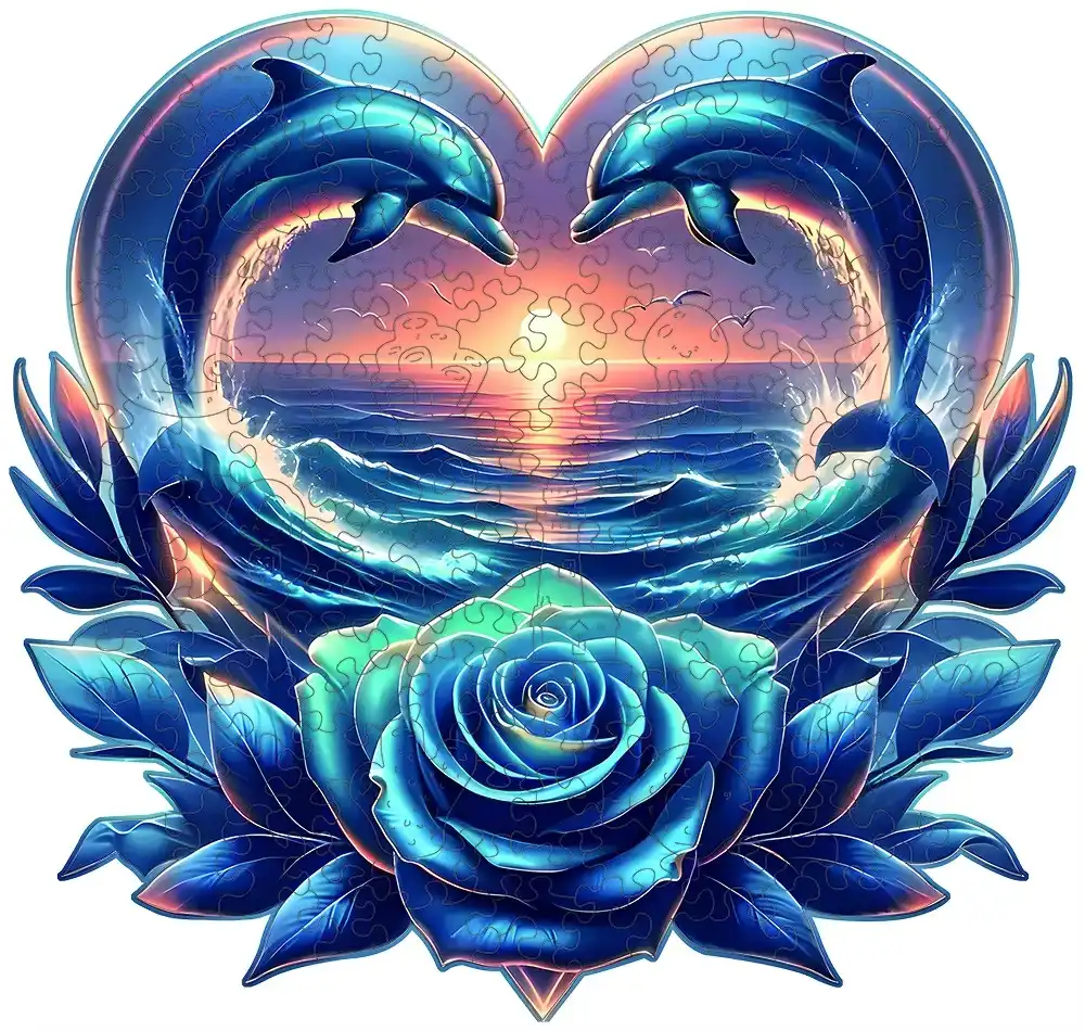 Love Dolphins Wooden Jigsaw Puzzle