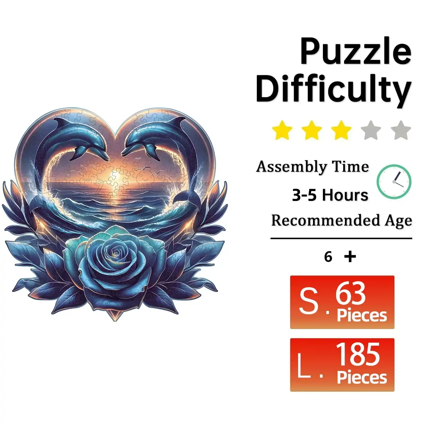 Love Dolphins Wooden Jigsaw Puzzle - Image 2