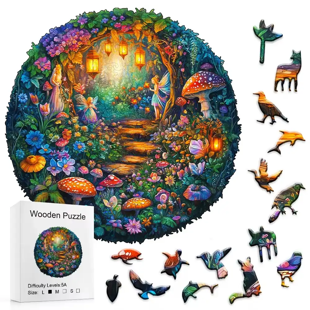 Magic Mushroom Path Wooden Jigsaw Puzzle