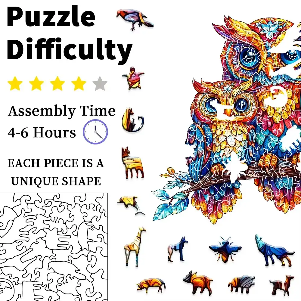 Owl Family Wooden Jigsaw Puzzle - Image 4
